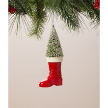 Load image into Gallery viewer, Santa Boot with Bottle Brush Tree Ornament