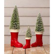 Load image into Gallery viewer, Santa Boot with Bottle Brush Tree Ornament