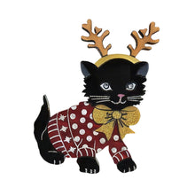Load image into Gallery viewer, Santa's Little Helper Cat Brooch by Cherryloco Jewellery