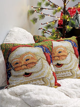 Load image into Gallery viewer, DaDa Bedding Naughty or Nice Santa Claus Christmas Woven Tapestry Throw Pillow Cover - 16" x 16"