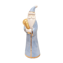 Load image into Gallery viewer, Light Blue Santa with 22K Gold Accents