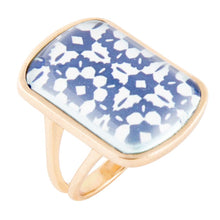 Load image into Gallery viewer, Santorini Cobalt Blue and White Golden Ring