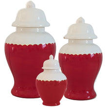 Load image into Gallery viewer, Scallop Color Block Ginger Jars in Holiday Red