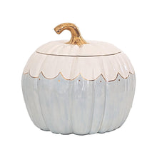 Load image into Gallery viewer, Scalloped Pumpkin Jars with 22K Gold Accents in Light Blue
