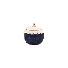 Load image into Gallery viewer, Scalloped Pumpkin Jars with 22K Gold Accents in Navy Blue