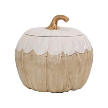 Load image into Gallery viewer, Scalloped Pumpkin Jars with 22K Gold Accents in Tan