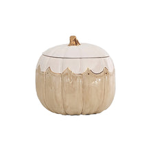 Load image into Gallery viewer, Scalloped Pumpkin Jars with 22K Gold Accents in Tan