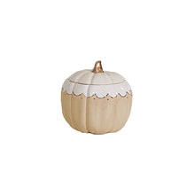 Load image into Gallery viewer, Scalloped Pumpkin Jars with 22K Gold Accents in Tan