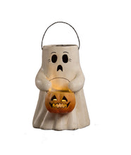 Load image into Gallery viewer, Scaredy Boo With Pumpkin Bucket Paper Mache