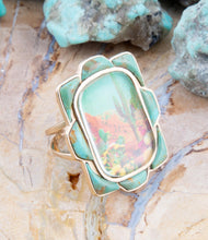 Load image into Gallery viewer, Scenic Desert Sedona Blue Turquoise Golden Ring