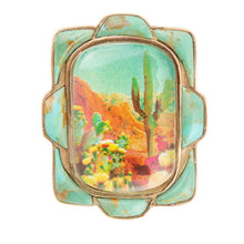 Load image into Gallery viewer, Scenic Desert Sedona Blue Turquoise Golden Ring