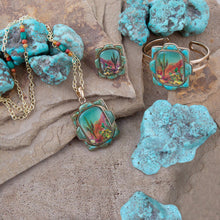 Load image into Gallery viewer, Scenic Sedona Blue Turquoise and Golden Cuff Bracelet