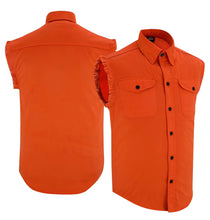 Load image into Gallery viewer, Men's Orange Lightweight Sleeveless Denim Shirt