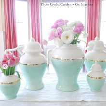 Load image into Gallery viewer, Sea Glass Color Block Ginger Jar with Gold Accent