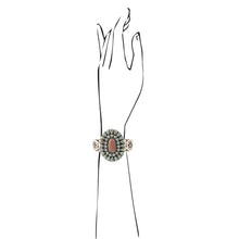 Load image into Gallery viewer, Sedona Blue Turquoise Goldtone Statement Cuff Bracelet