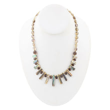 Load image into Gallery viewer, Sepia Sea Green Abalone Statement Golden Necklace