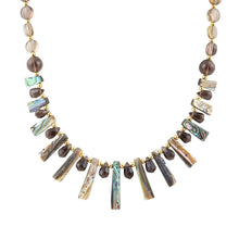 Load image into Gallery viewer, Sepia Sea Green Abalone Statement Golden Necklace