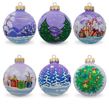 Load image into Gallery viewer, Set of 6 Santa Claus and Friends Glass Christmas Ornaments