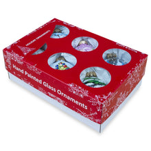 Load image into Gallery viewer, Set of 6 Santa Claus and Friends Glass Christmas Ornaments