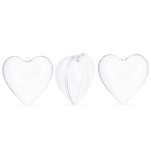 Load image into Gallery viewer, Set of 3 Clear Plastic Heart Ornaments 3.05 Inches