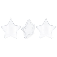 Load image into Gallery viewer, Set of 3 Clear Plastic Star Ornaments 3.25 Inches (83 mm)