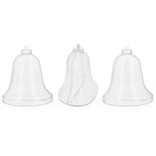 Load image into Gallery viewer, Set of 3 Clear Plastic Bell Ornaments 3.7 Inches (94 mm)