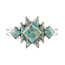 Load image into Gallery viewer, Sharp Blue Turquoise and Sterling Silver Cuff Bracelet