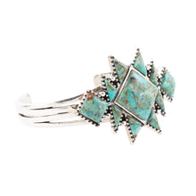 Load image into Gallery viewer, Sharp Blue Turquoise and Sterling Silver Cuff Bracelet