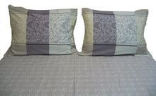 Load image into Gallery viewer, DaDa Bedding Jacquard Grey Floral Paisley Flat Sheet &amp; Pillow Cases Set (FS8222)