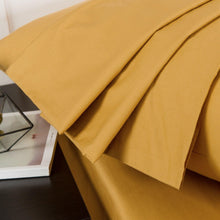 Load image into Gallery viewer, DaDa Bedding Honey Yellow Poplin Cotton Fitted Sheet w/ Pillow Cases (JHW-550-Fitted)