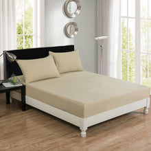 Load image into Gallery viewer, DaDa Bedding Poplin Cotton Tan Beige Fitted Sheet and Pillowcase (JHW-546)