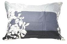 Load image into Gallery viewer, DaDa Bedding Navy Blue Floral Striped Fitted + Flat Sheets &amp; Pillow Cases Set (FSFS8153)