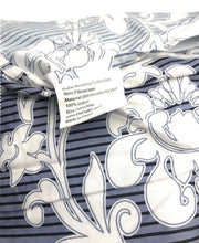 Load image into Gallery viewer, DaDa Bedding Navy Blue Floral Striped Fitted + Flat Sheets &amp; Pillow Cases Set (FSFS8153)