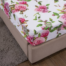 Load image into Gallery viewer, DaDa Bedding Romantic Roses Lovely Spring Pink Floral Fitted Bed Sheet w/ Pillow Cases (JHW879-Fitted)