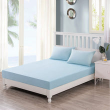 Load image into Gallery viewer, DaDa Bedding Soothing SeaFoam Sky Blue Cotton Fitted Bed Sheet w/Pillow Cases (JHW604)