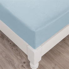 Load image into Gallery viewer, DaDa Bedding Soothing SeaFoam Sky Blue Cotton Fitted Bed Sheet w/Pillow Cases (JHW604)