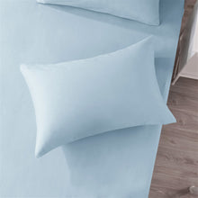 Load image into Gallery viewer, DaDa Bedding Soothing SeaFoam Sky Blue Cotton Fitted Bed Sheet w/Pillow Cases (JHW604)