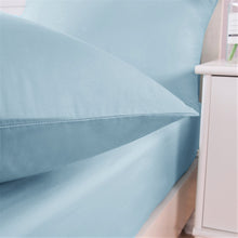 Load image into Gallery viewer, DaDa Bedding Soothing SeaFoam Sky Blue Cotton Fitted Bed Sheet w/Pillow Cases (JHW604)