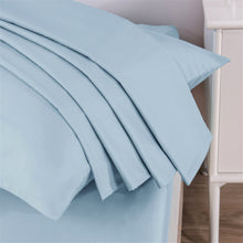 Load image into Gallery viewer, DaDa Bedding Soothing SeaFoam Sky Blue Cotton Fitted Bed Sheet w/Pillow Cases (JHW604)