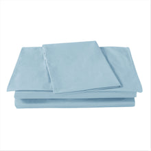 Load image into Gallery viewer, DaDa Bedding Soothing SeaFoam Sky Blue Cotton Fitted Bed Sheet w/Pillow Cases (JHW604)