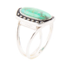 Load image into Gallery viewer, Shielded Lime Green Turquoise and Sterling Silver Ring