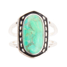 Load image into Gallery viewer, Shielded Lime Green Turquoise and Sterling Silver Ring
