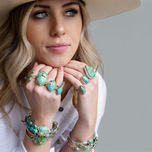 Load image into Gallery viewer, Shielded Blue Turquoise and Sterling Silver Ring