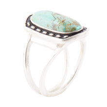 Load image into Gallery viewer, Shielded Blue Turquoise and Sterling Silver Ring