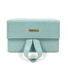 Load image into Gallery viewer, Turquoise Faux Croco Travel Case