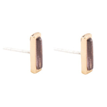 Load image into Gallery viewer, Short Linear Amethyst and Bronze Stud