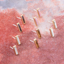 Load image into Gallery viewer, Short Linear Amethyst and Bronze Stud