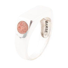 Load image into Gallery viewer, Signet Orange Sponge Coral and Sterling Silver In The Hole Ring