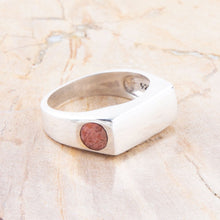 Load image into Gallery viewer, Signet Orange Sponge Coral and Sterling Silver In The Hole Ring