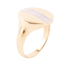 Load image into Gallery viewer, Signet Pink Opal and Bronze Circle Ring